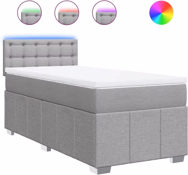 Letto singolo | Letto per adulti | Giroletto a Molle con Materasso Grigio Chiaro100x200 cm Tessuto