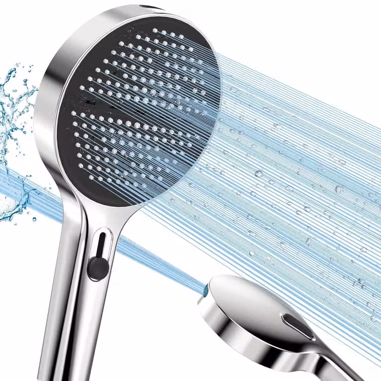 Doccia a mano con 3 tipi di getto + getto spray ad alta pressione, colore argento