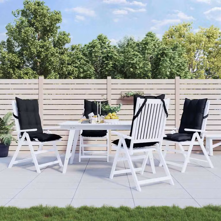 Set di 4 cuscini per sedia con schienale alto vidaXL in tessuto Oxford nero, traspiranti e idrorepellenti