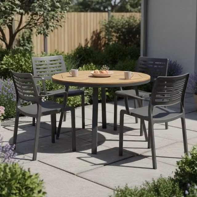 Set di 4 sedie da esterno Hero DMORA, colore nero antracite opaco