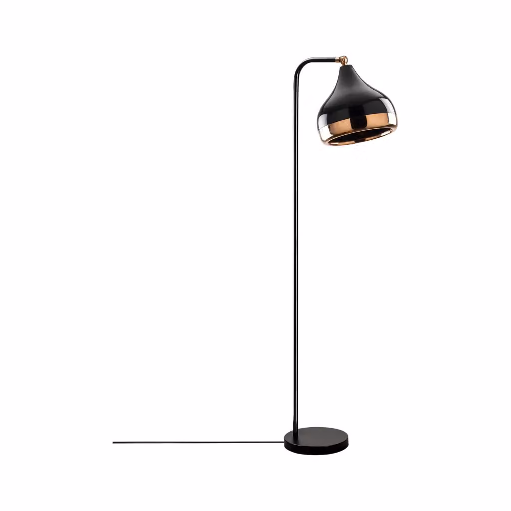 Lampada da terra moderna DMORA Lipioni in metallo e vetro, colore nero, H: 120 cm, L: 40 cm, P: 30 cm – 2