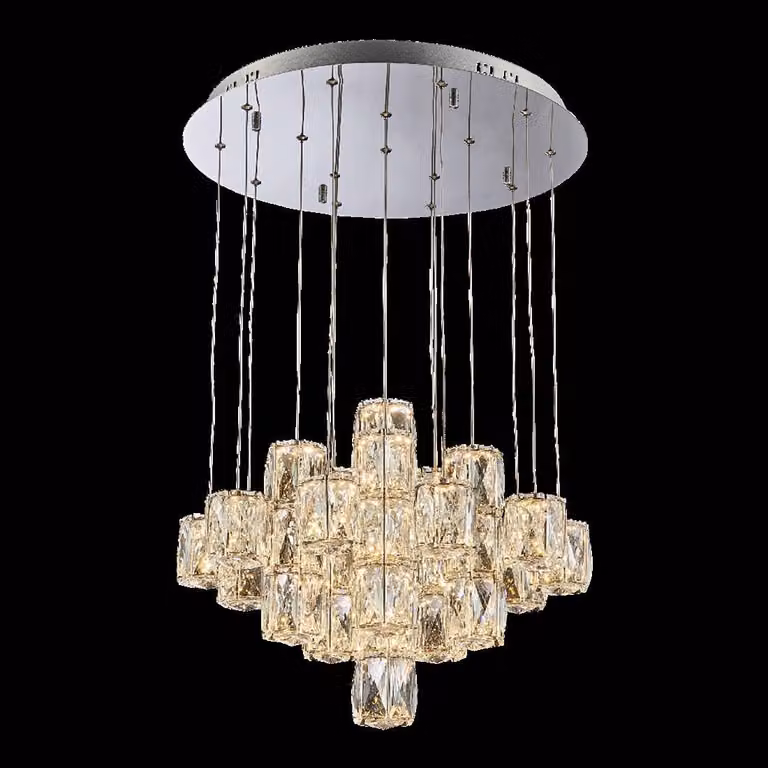 Lampada a sospensione LED POLAR 90W, 3000K, acciaio inox argento/chiaro, Ø: 50 H: 140 cm