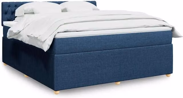 Letto Ibrido con Materasso vidaXL in Legno di Pino e Tessuto Blu e Bianco L/P: 180 x 200 cm