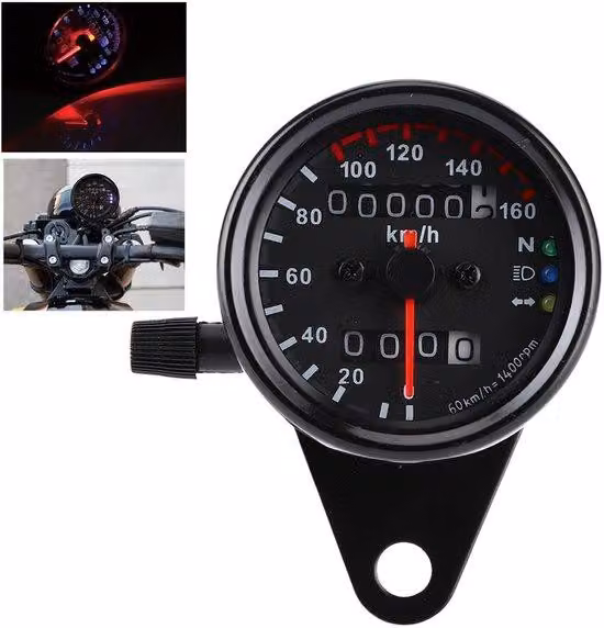 Indicatore di velocità universale con doppio display digitale - Robusto alloggiamento - 12V - Diametro 6,5 cm