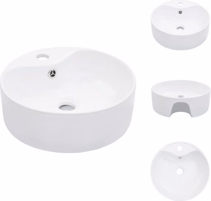vidaXL Lavabo con troppopieno 36 x 13 cm in Vetroceramica bianca - Lavabo da bagno