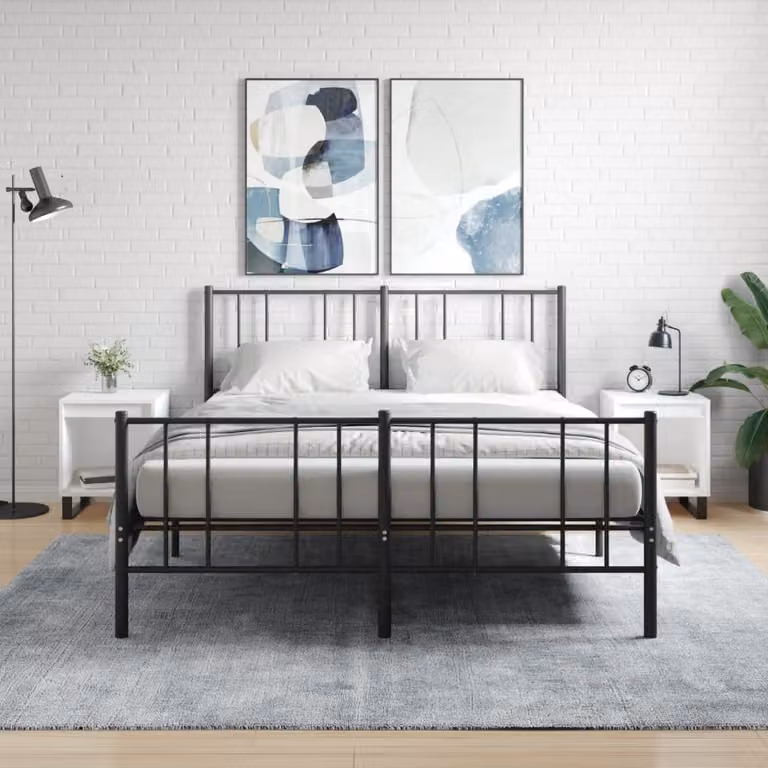 Set di 2 comodini sospesi vidaXL bianchi in legno e metallo per camera da letto L 40 cm, P 35 cm, H 50 cm