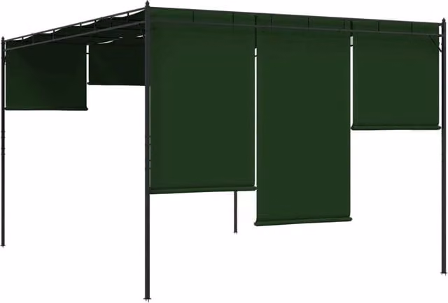 Gazebo | Pergolato 4 x 3 x 2,3 m Verde Poliestere e Acciaio