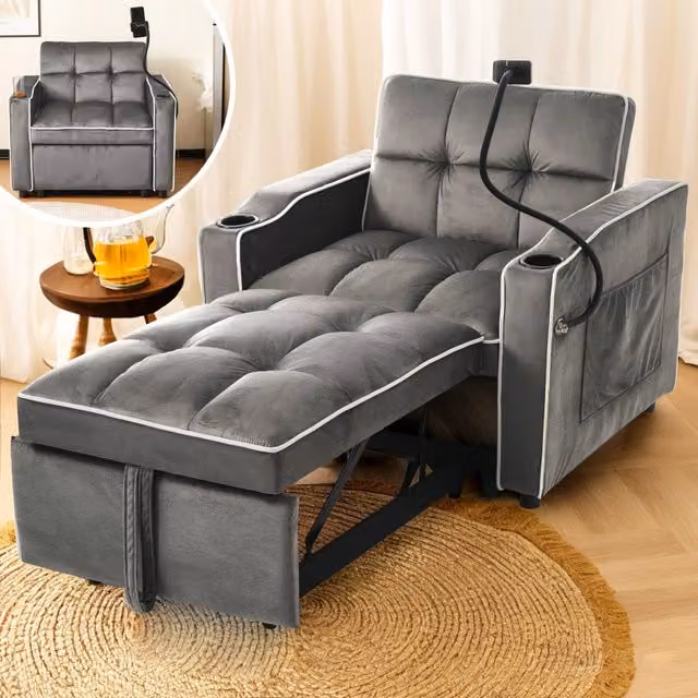Divano Letto Singolo Estraibile con Poggiapiedi ¨C Xylo ¨C 83x167x76 cm