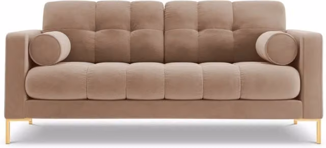 Divano 2 posti Bali di Cosmopolitan Design in velluto beige con cuscini coordinati L: 152 cm, P: 75 cm, H: 92 cm – 1