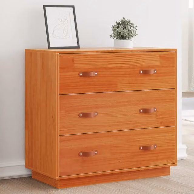 Credenza in legno massello di pino stile rustico marrone vidaXL L/P/H: 80 x 40 x 75 cm