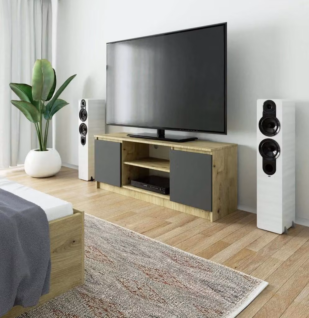 Mobile TV con ante YMARIN - rovere artisan / grigio