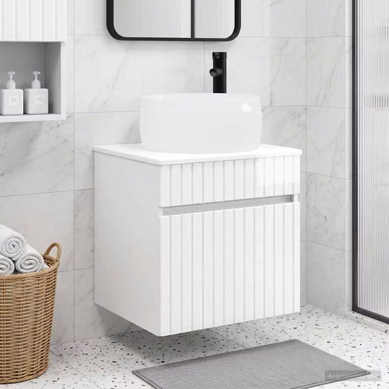 Mobile lavabo da parete vidaXL Bianco Lucido L: 49 cm, P: 44,5 cm, H: 66 cm