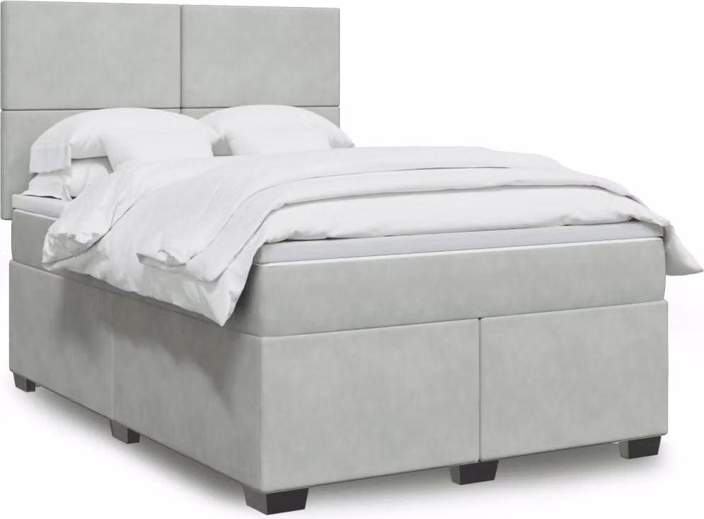Maison Exclusive - Giroletto a Molle con Materasso Grigio Chiaro 160x200cm Velluto