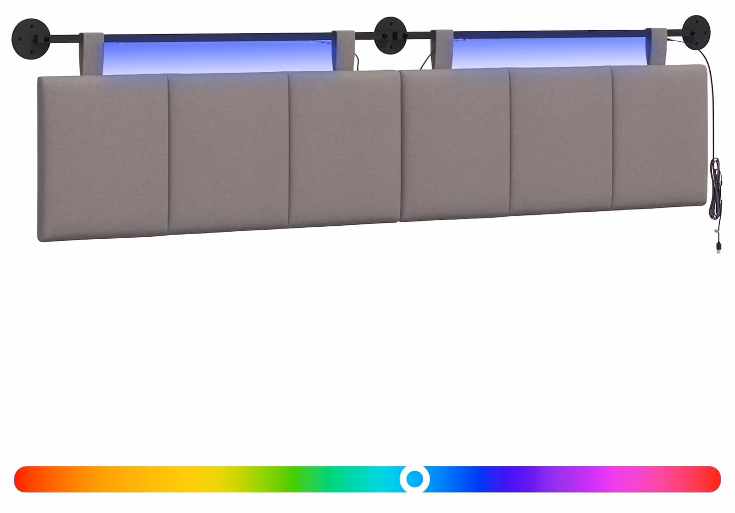 Testiera sospesa Con luce LED Tortora Tessuto