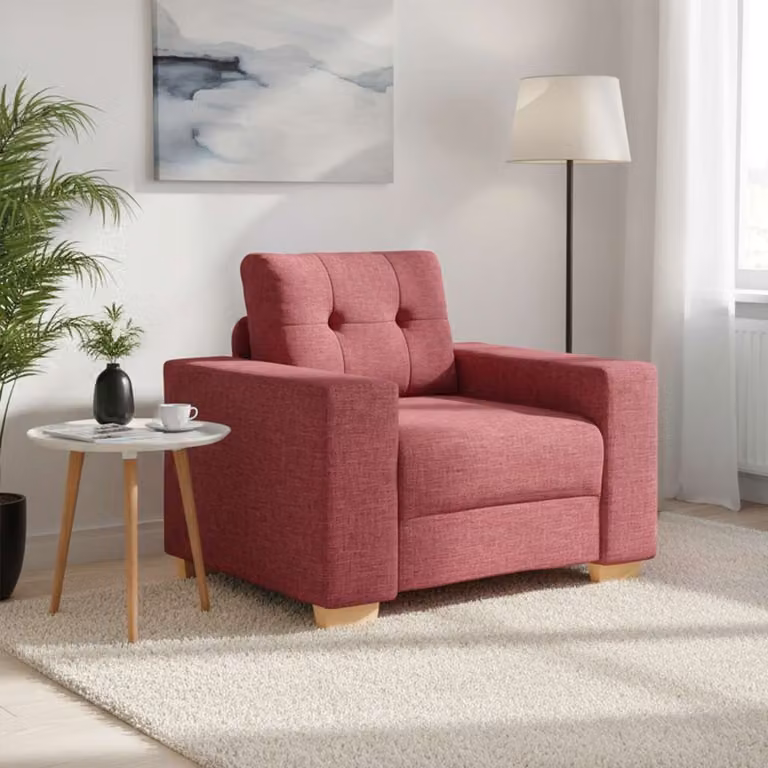 Poltrona moderna vidaXL in tessuto rosso con braccioli, L: 100 cm, P: 78 cm, H: 80 cm