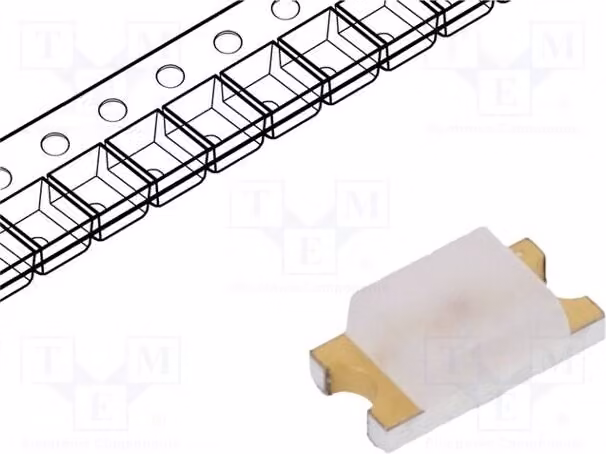 5 LED arancioni a 170°, da 2,8 a 8 mcd, tecnologia SMD, dimensioni 3,2 x 1,6 x 1,1 mm (1206), tensione di funzionamento da 2,2 a 2,6 V in corrente continua (D-C150). Diodi LED SMD