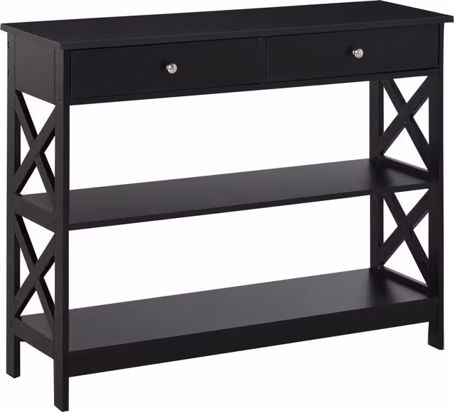HOMCOM Tavolo Consolle con 2 Cassetti e 2 Mensole, Mobile da Ingresso e Soggiorno in MDF, 100x30.5x80cm, Nero