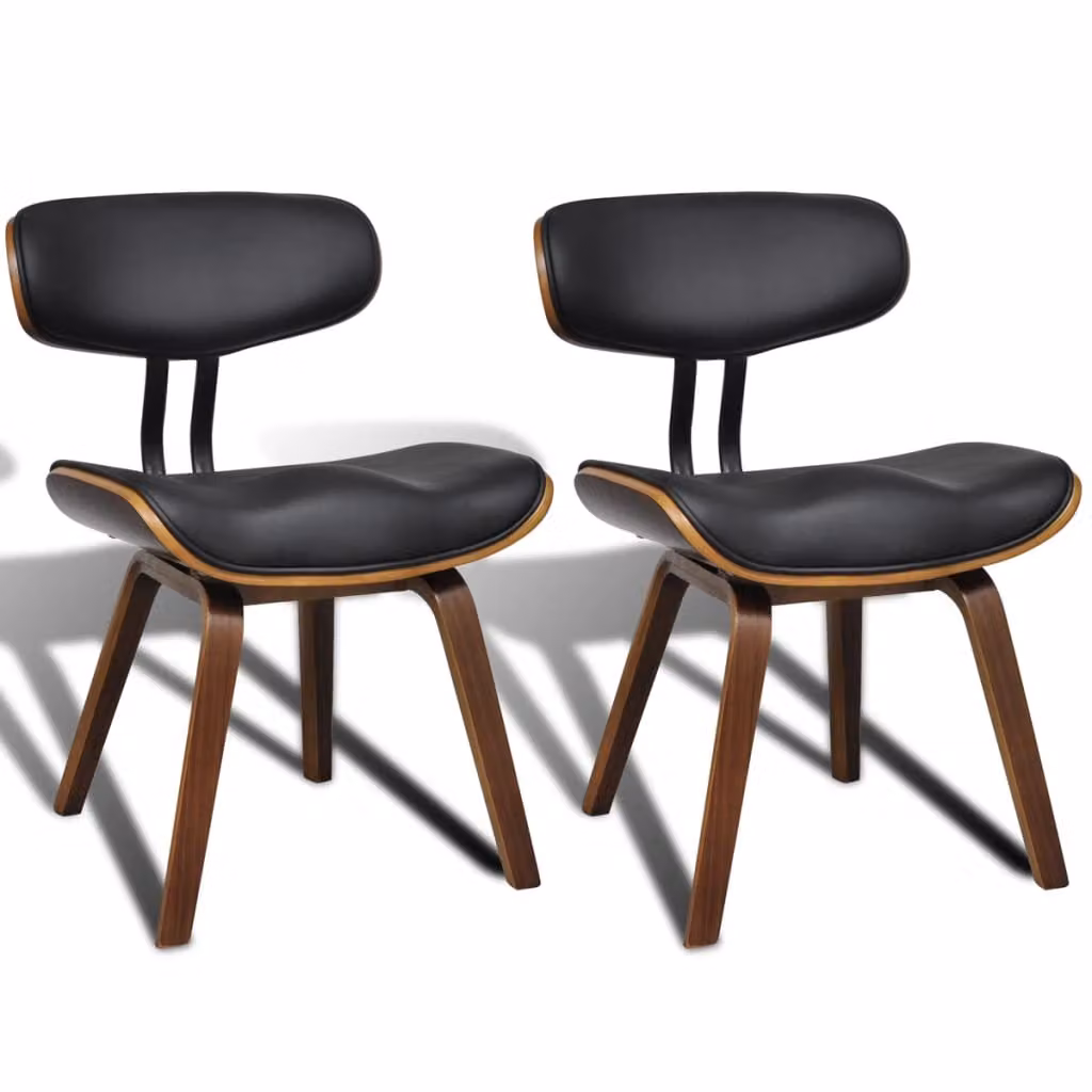 Sedie da Pranzo 2 pz in Legno Curvato e Pelle finta