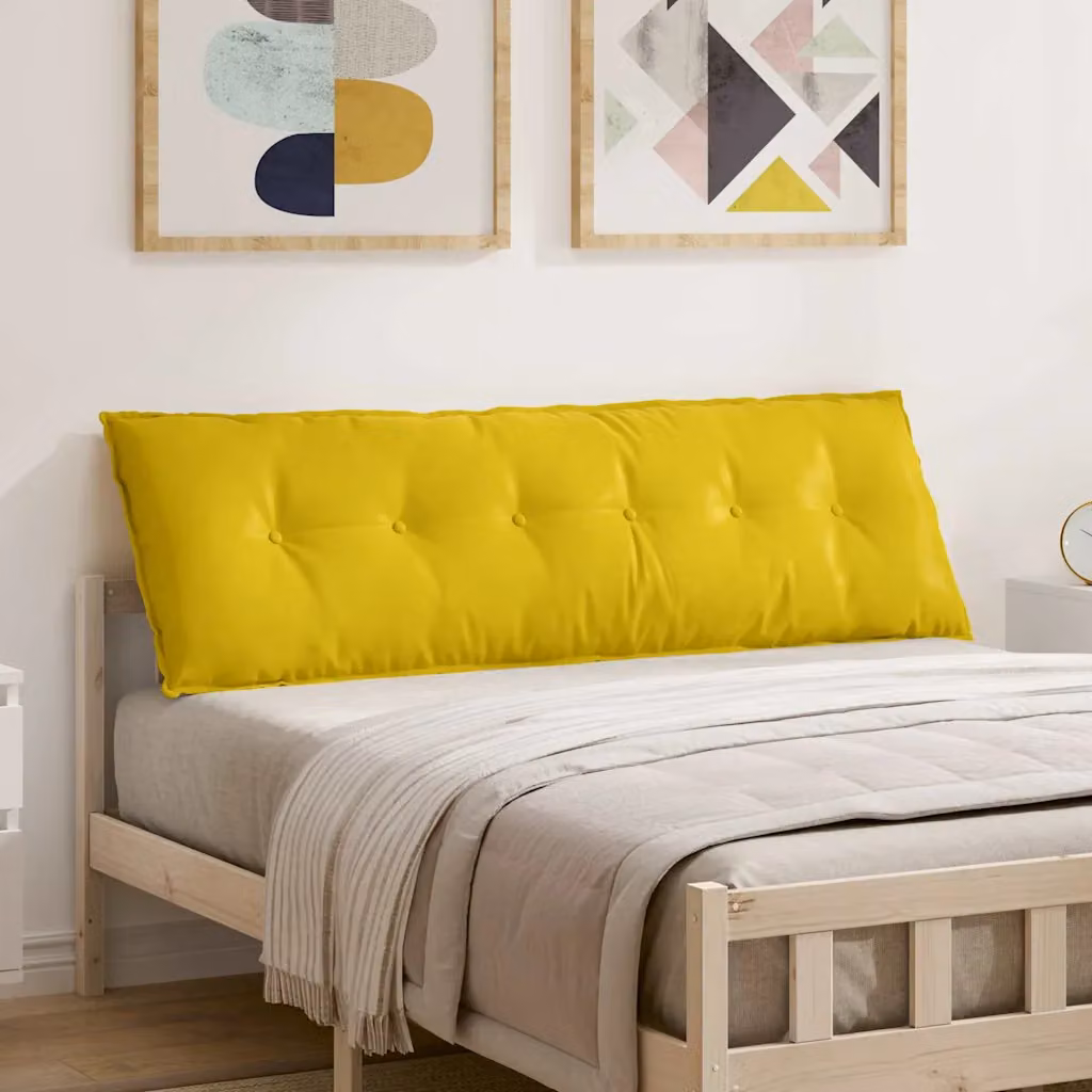 vidaXL Cuscino per Schiena Giallo in Tessuto di Velluto a Costine L: 160 cm, H: 50 cm, P: 50 cm