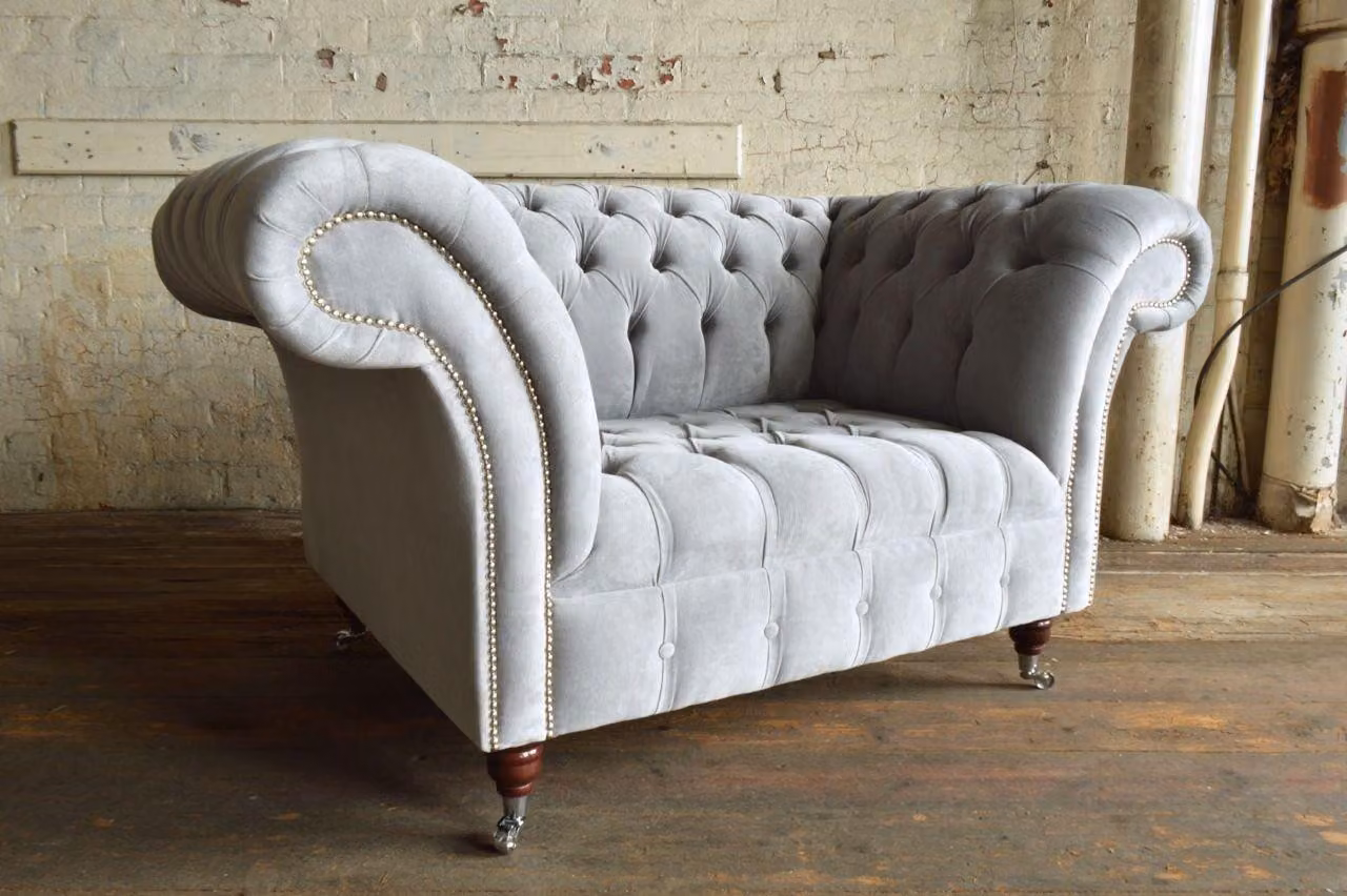 Design Chesterfield Stoff Couch Sessel 1.5 Sitzer Polster Sofas Lounge Club