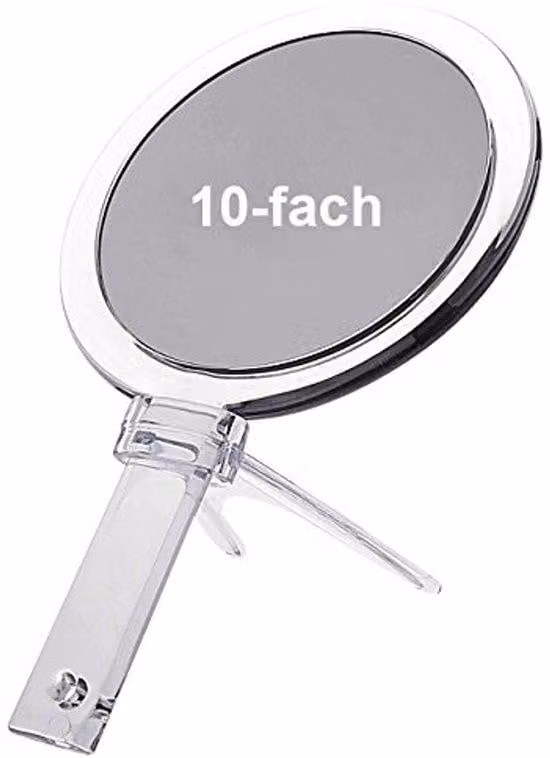 Specchio cosmetico in acrilico con ingrandimento 10x, doppio