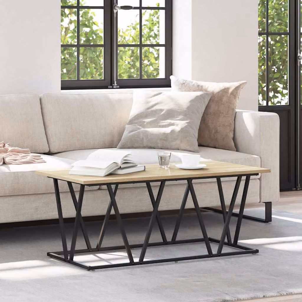 Maison Exclusive - Tavolino Sonoma in legno di quercia, dimensioni 100 x 50 x 40 cm, realizzato in compensato e metallo
