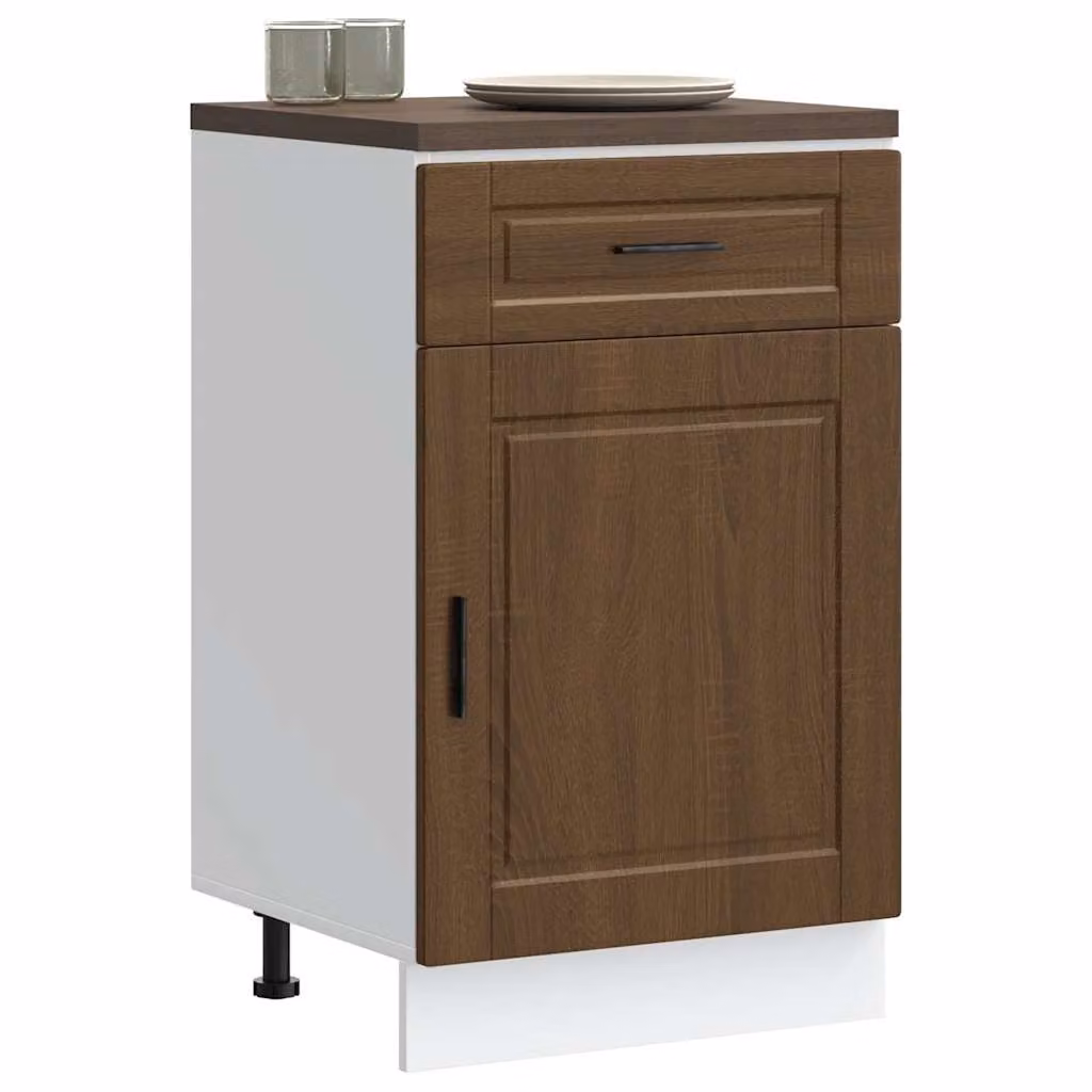 Base da cucina moderna vidaXL Porto in legno multistrato e MDF marrone con ante a battente L 46 cm, P 50 cm, H 81,5 cm