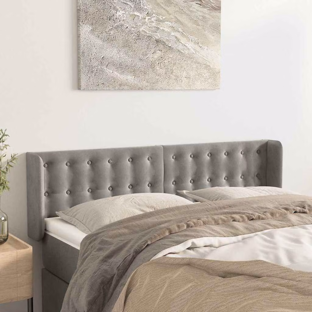 Testiera ad orecchio vidaXL in velluto grigio chiaro L: 147 cm, P: 16 cm, H: 78/88 cm