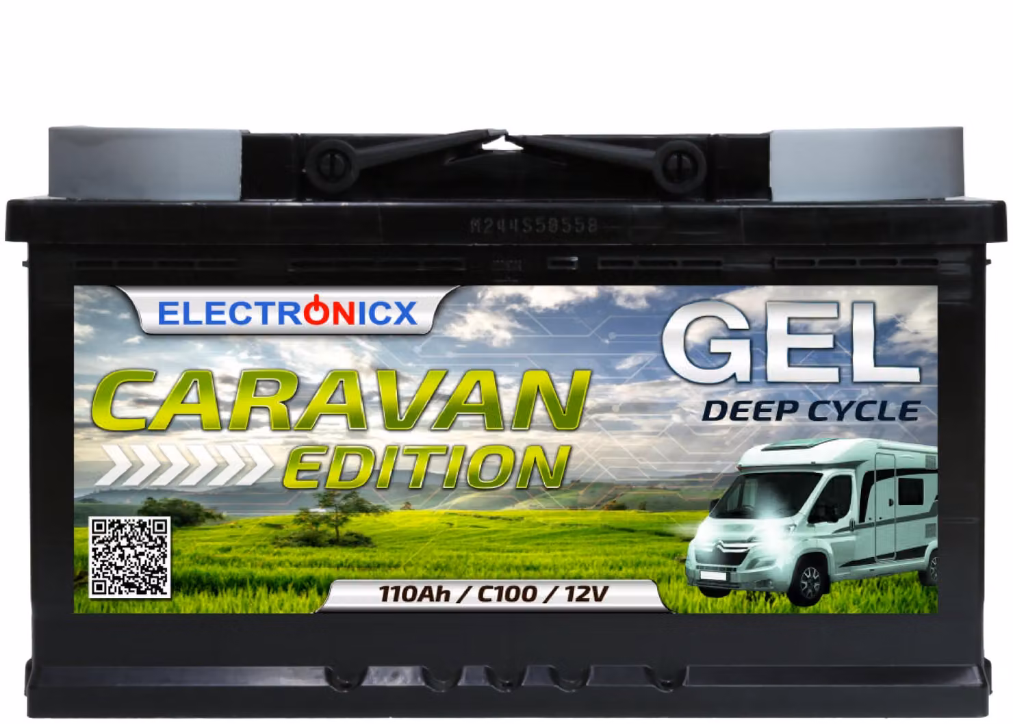 Electronicx Caravan Edition GEL Batteria 110Ah 12V ▶ Batteria camper caravan barca solare - senza manutenzione a scarica profonda ad alta capacità