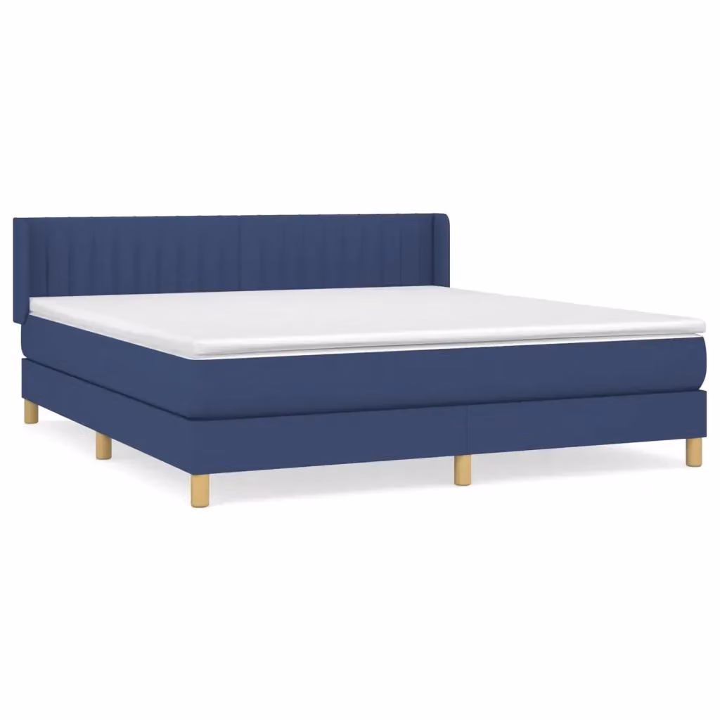 Letto Ibrido vidaXL con Giroletto a Molle e Materasso Blu e Bianco L/P: 160 x 200 cm – 2