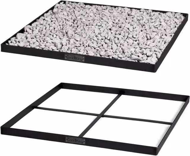 Base Braciere Quadrato Cook King in Acciaio Nero per Sassi Decorativi L/P: 60 x 60 cm