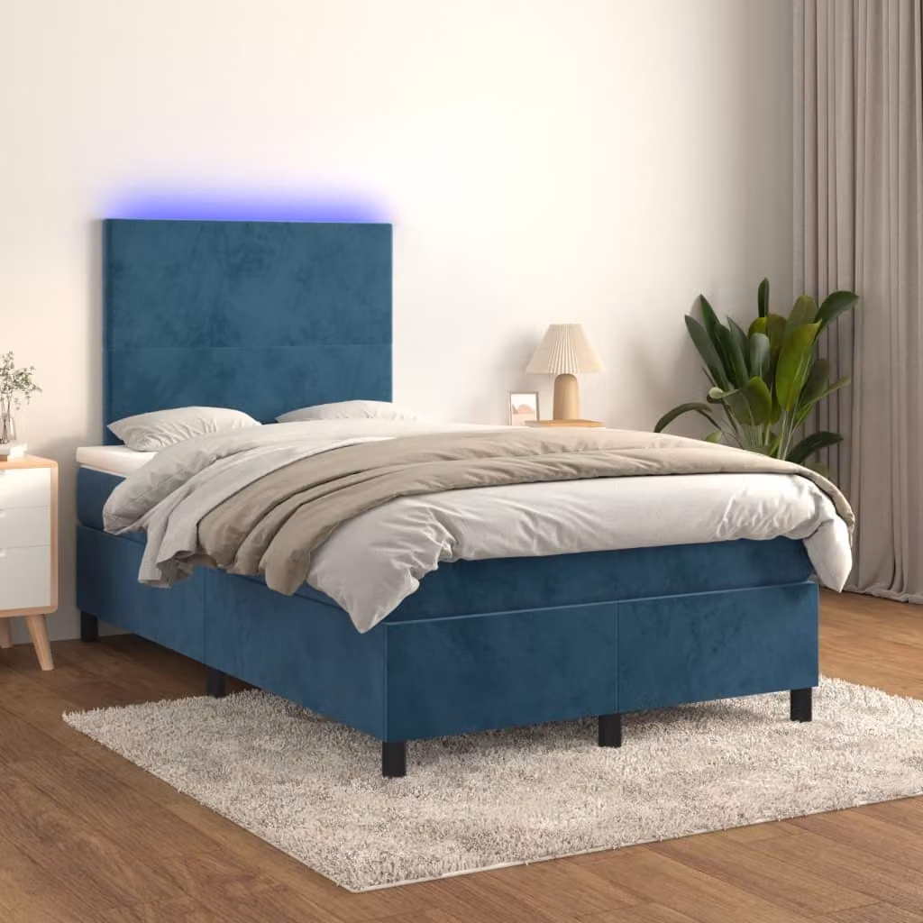 Maison Exclusive - Letto a Molle con Materasso e LED Blu Scuro 120x200cm