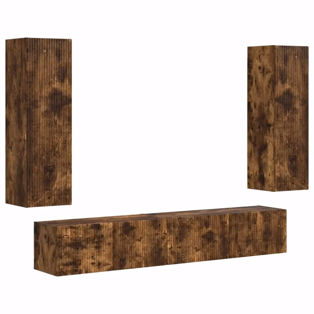 Set mobile TV moderno vidaXL in 3 pezzi color rovere fumé in legno e MDF – 2