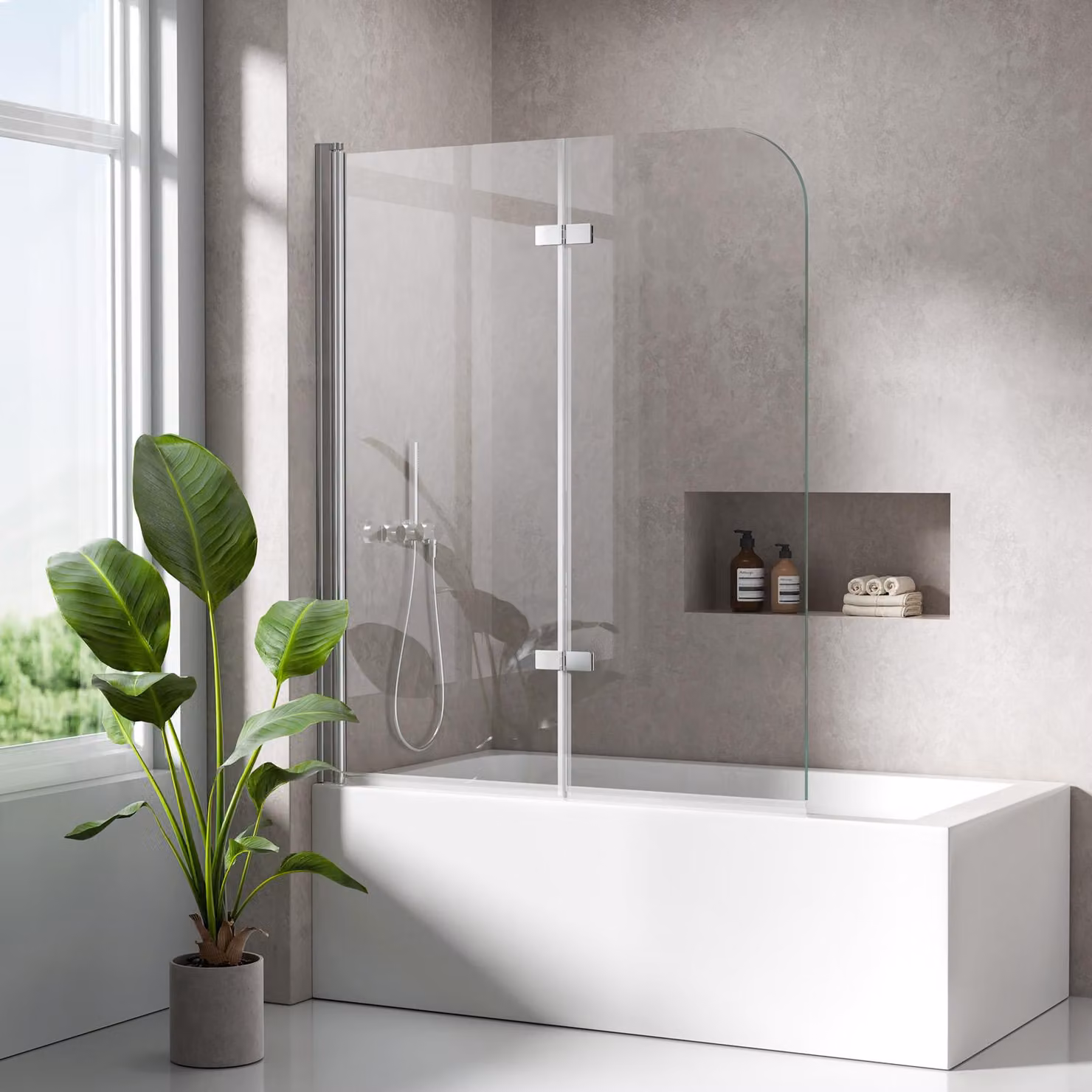 S'AFIELINA Cabine doccia pieghevole 2 pezzi per vasca 110x140 cm, vetro di sicurezza ESG 6 mm con rivestimento NANO Easy-Clean