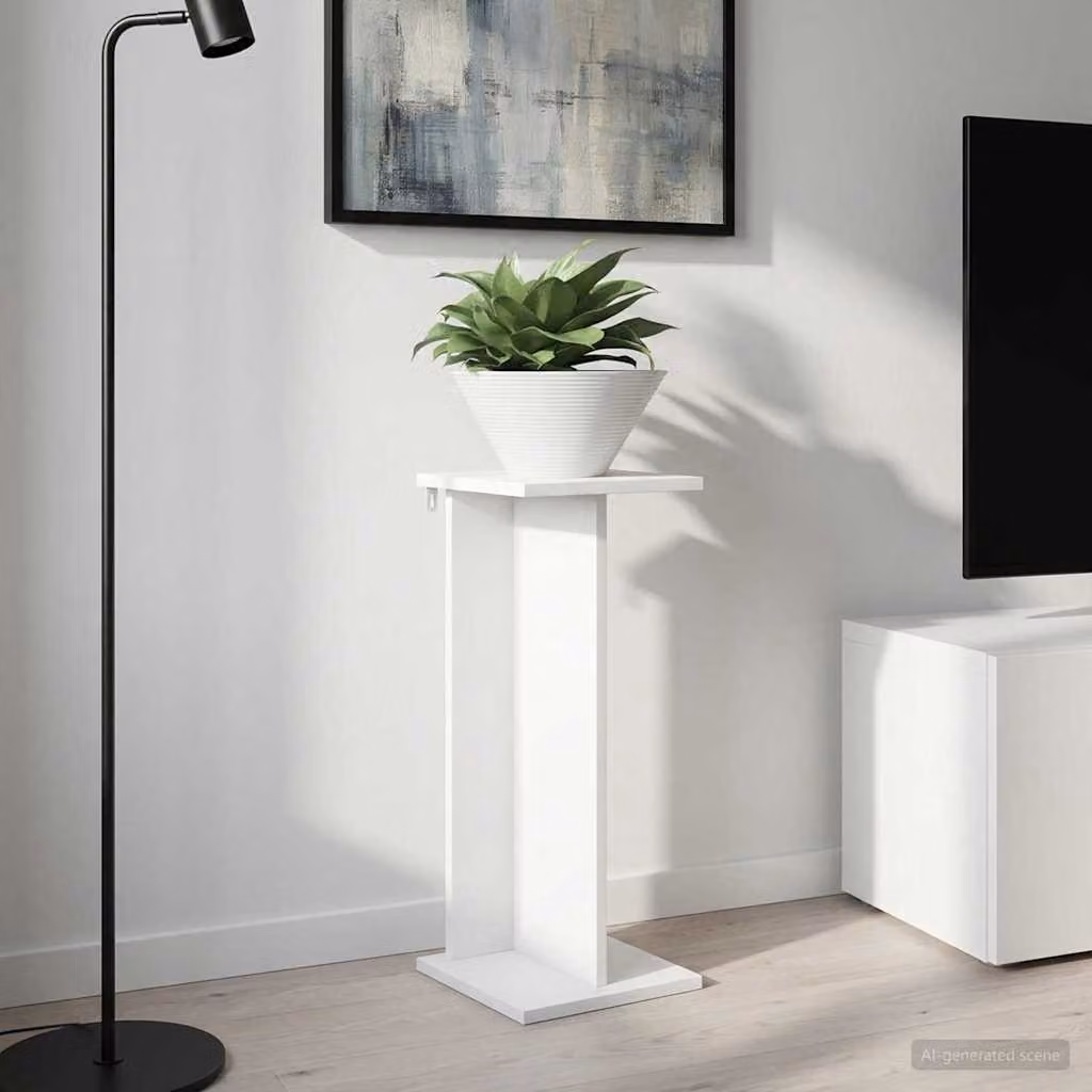 vidaXL Supporto per piante moderno in legno MDF Bianco L 25 cm x P 25,5 cm x H 60,5 cm