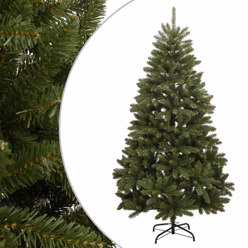 Albero di Natale artificiale di grandi dimensioni, verde, alto 210 cm, con rami articolati e base in metallo