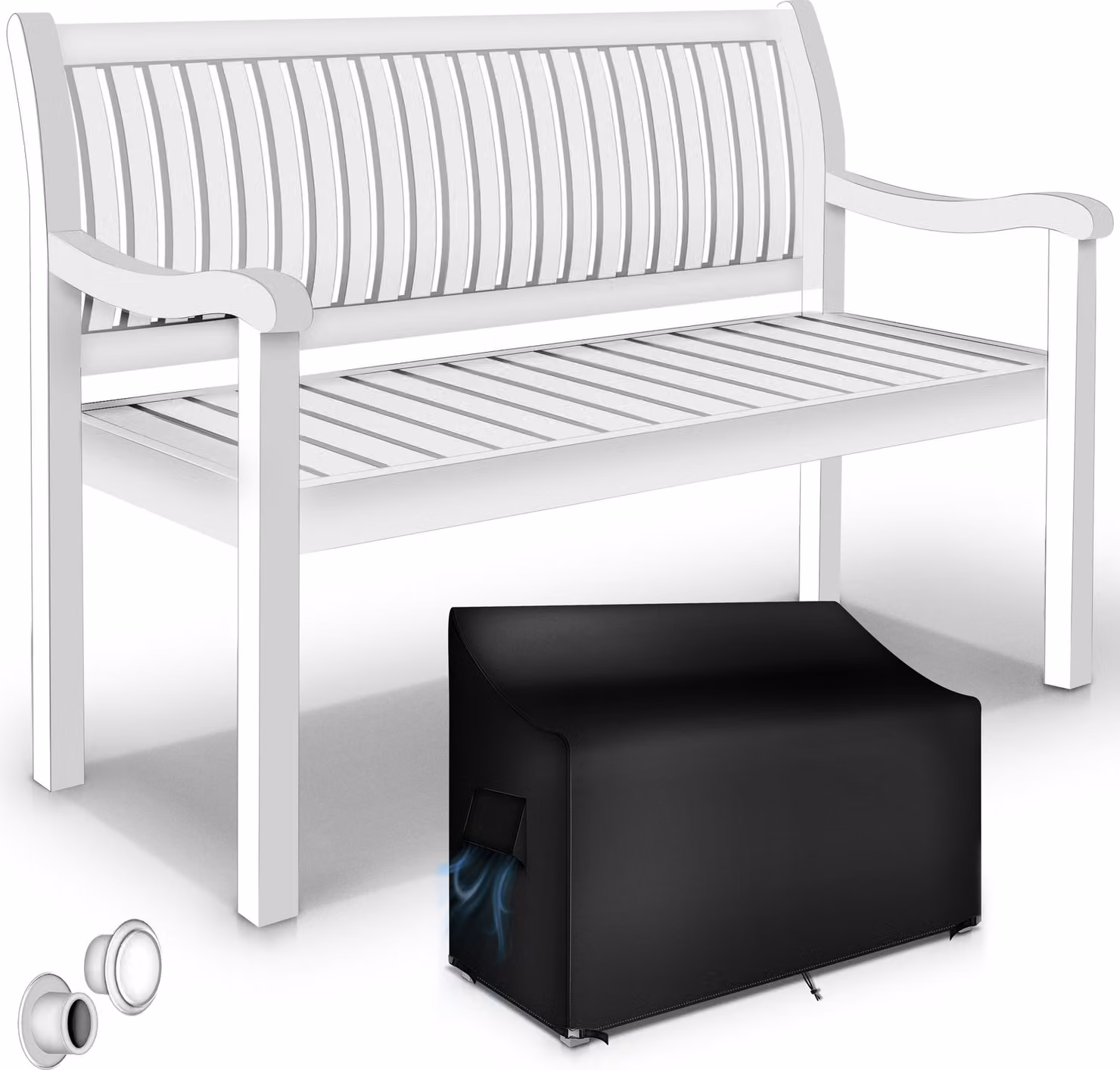tillvex® panca da giardino in legno bianco 125 cm / 2 - 3 persone panca da parco solida panca da giardino arredo giardino
