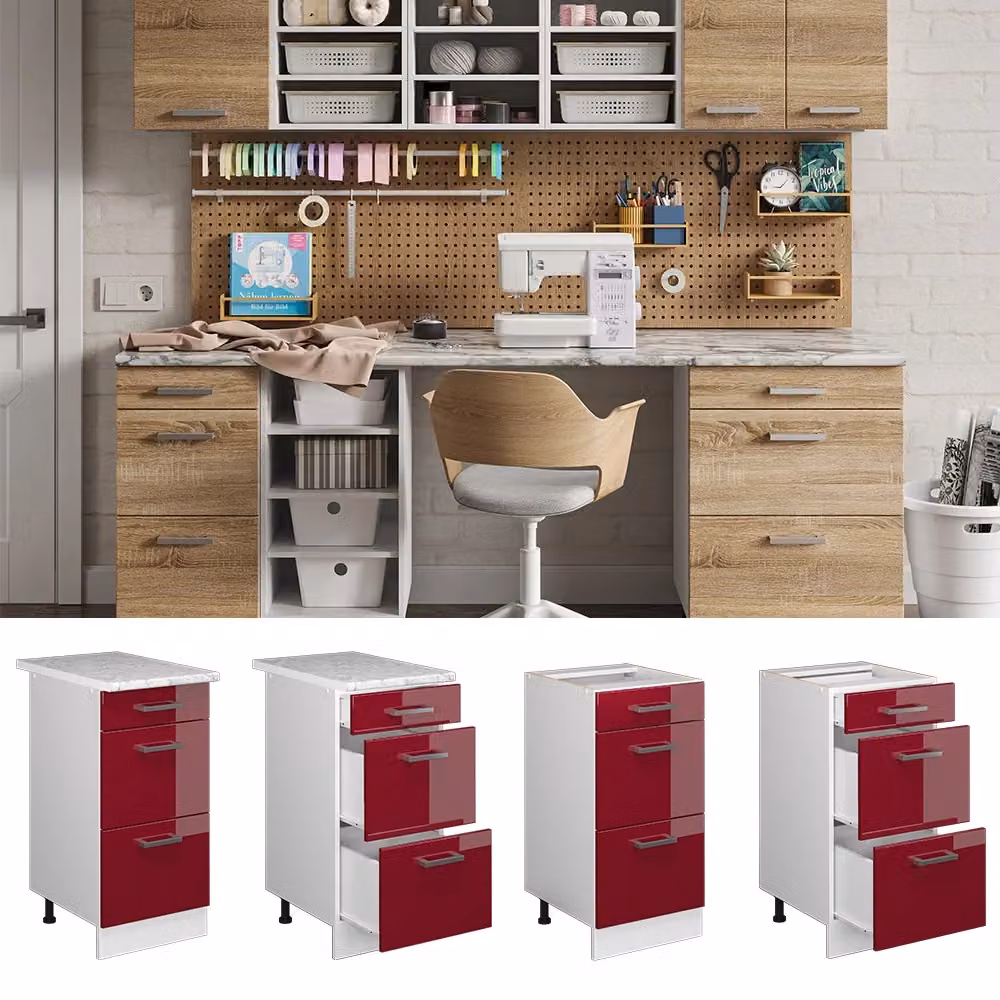 Base universale Vicco R-Line bordeaux lucido con cassetti – 2