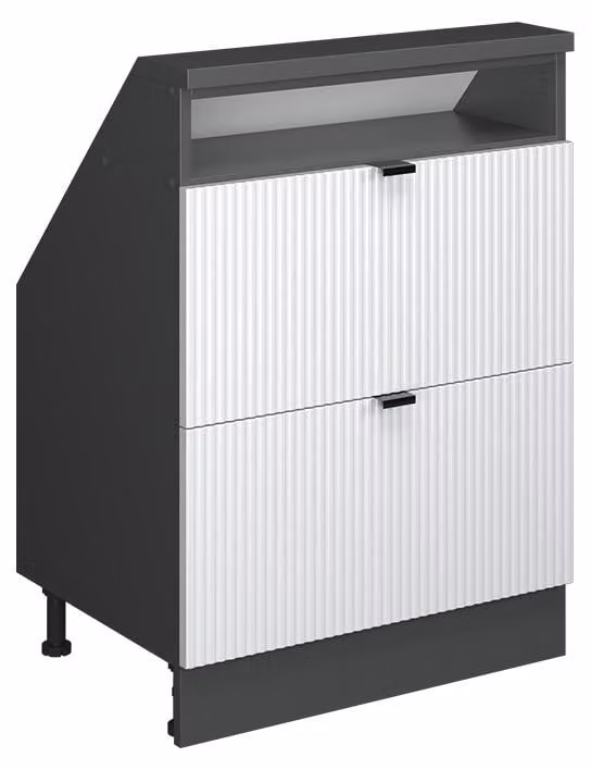 Mobile cucina sottotetto Vicco R-Line Ondulazione bianca 60 cm con 2 cassetti, Model 60624