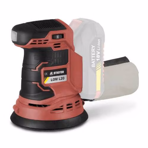 Levigatrice orbitale LOM L202, Ø 125 mm, 18V, 2Ah, 2 batterie agli ioni di litio, (caricatore + borsa), STAYER