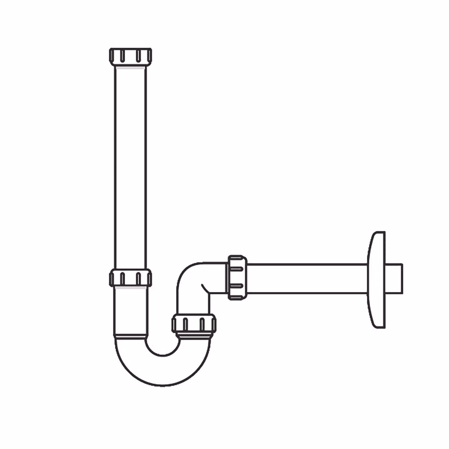 LAUFEN Il Bagno Alessi One Siphon, DN32, avec tube découlement allongé, blanc, H8940670000001, H8940670000001