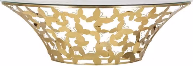 Console da Murro Butterflies 120x40,5x37,2 cm in Ferro e Vetro Oro