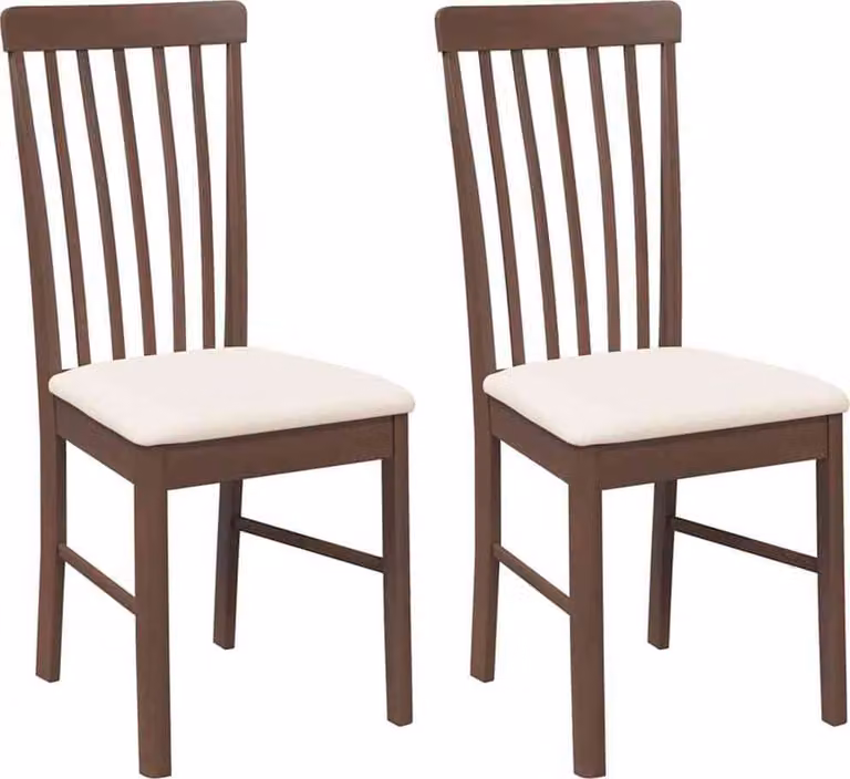 Sedie da Pranzo con Cuscini 2pz Marrone Legno Massello di Hevea