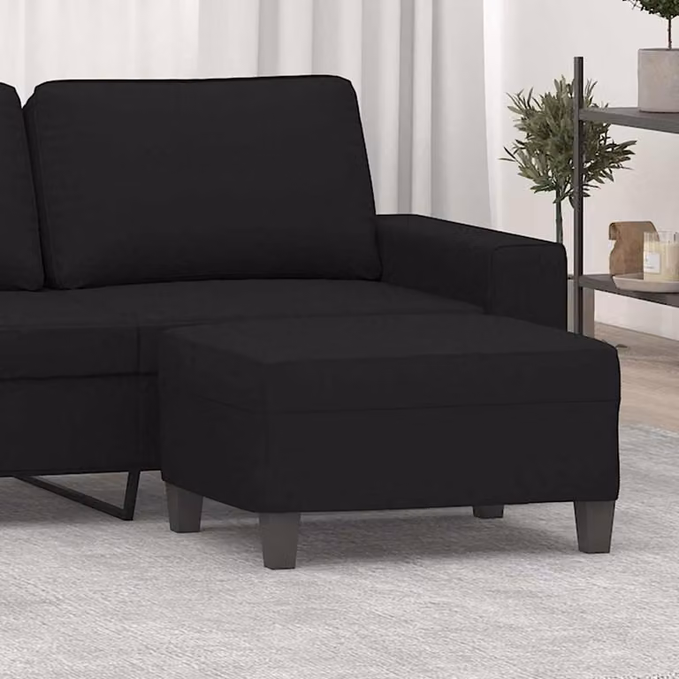 Poggiapiedi vidaXL in tessuto microfibra nero L: 70 cm, P: 55 cm, H: 41 cm