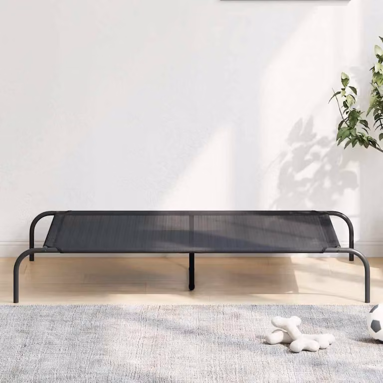 Cuccia per cani rialzata vidaXL in acciaio e textilene nera L: 130 cm, P: 80 cm, H: 20 cm