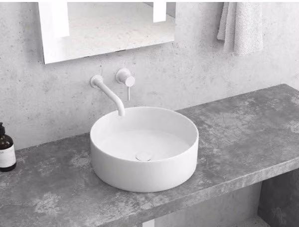 Lavabo rotondo da appoggio bianco senza foro JEY-M Ø 35,5 x 12 cm