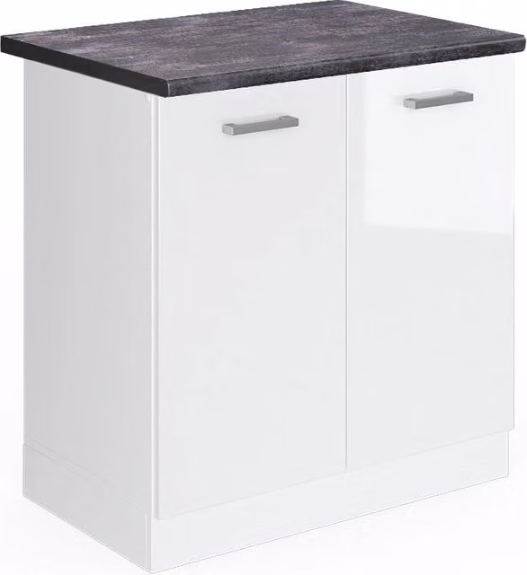 Mobile lavello cucina R-Line Bianco lucido/Bianco 80 cm, PL Antracite Vicco