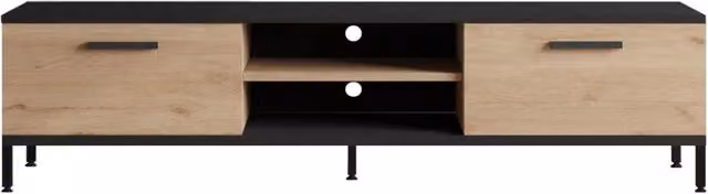 Mobile TV supporto televisione soggiorno scaffale Lempäälä con 2 ante 39 x 160 x 35 cm effetto rovere nero 03_0010080