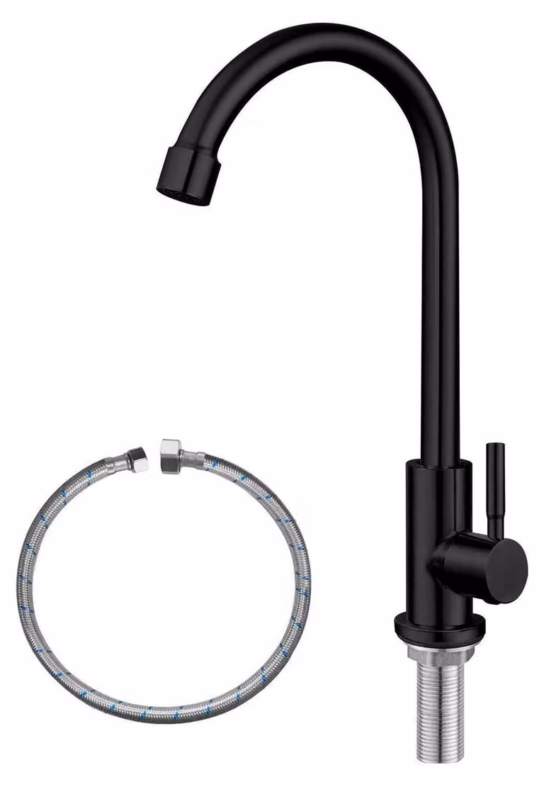 Rubinetto per acqua fredda, acciaio inossidabile, con arco alto, monocomando e foro singolo