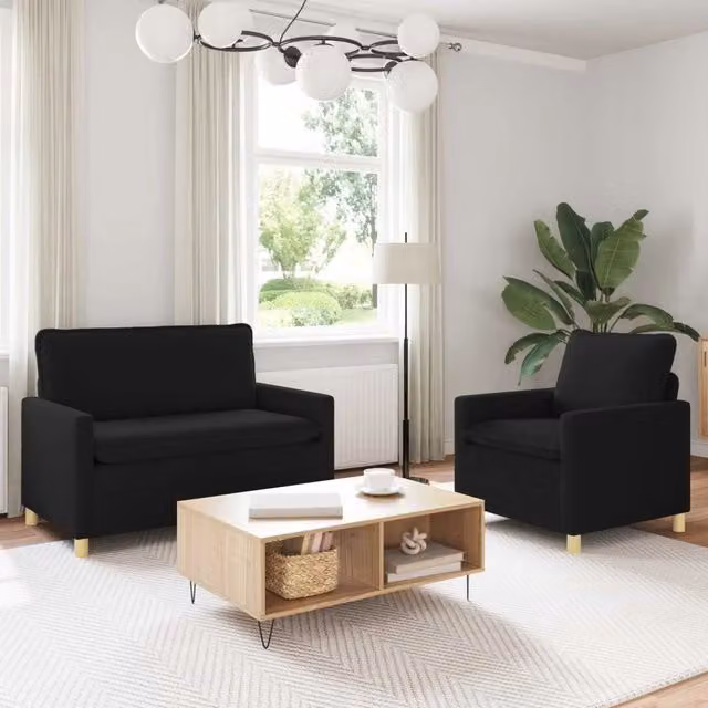 Set di divani 2 pz Nero Tessuto 3417039